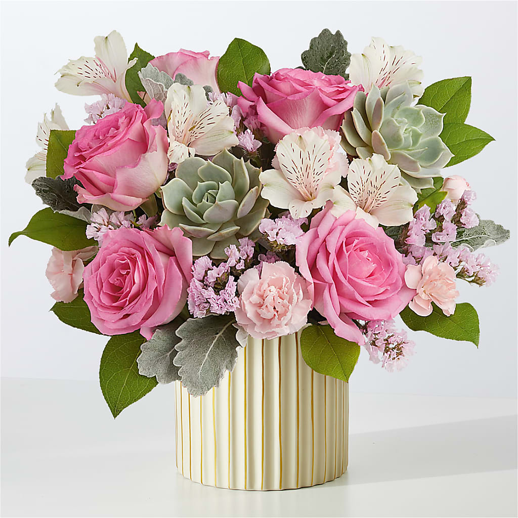 Dusty Rose Bouquet with Ivory Vase – KIEFER'S FLORIST, Coshocton OH