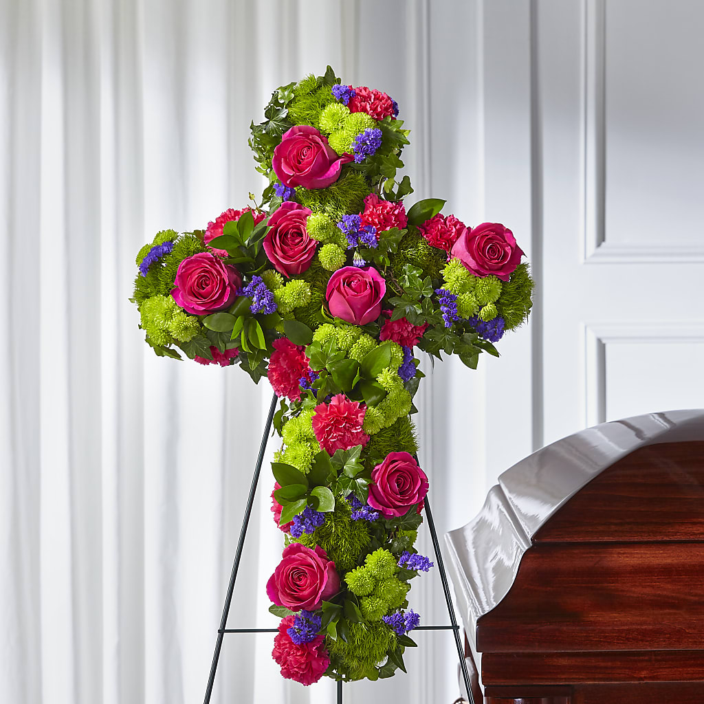 Tribute Rose Floral Cross – KIEFER'S FLORIST, Coshocton OH