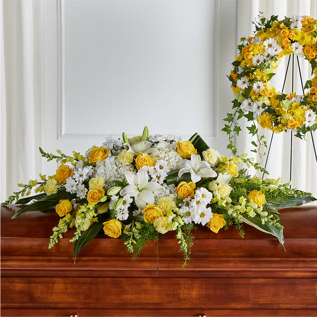 Golden Harmony Casket Spray – KIEFER'S FLORIST, Coshocton OH