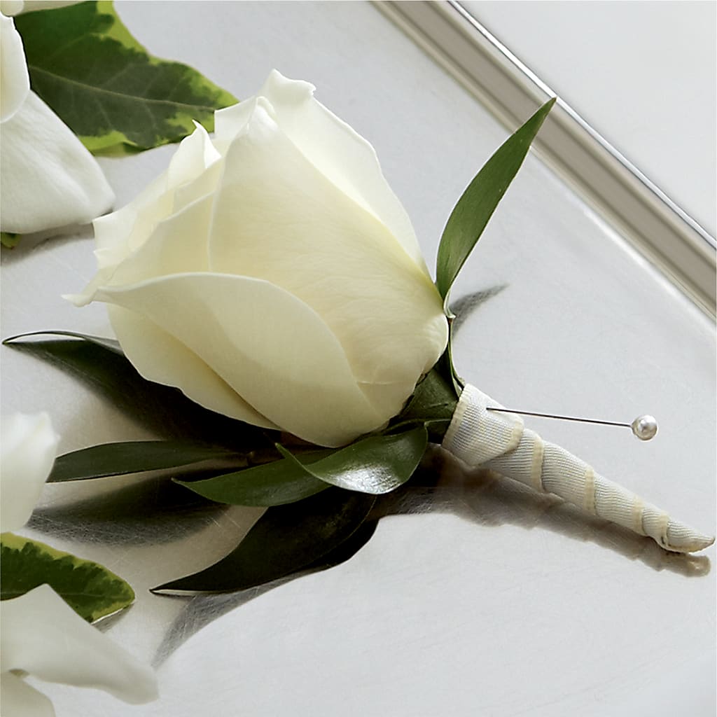 White Rose Boutonniere – KIEFER'S FLORIST, Coshocton OH
