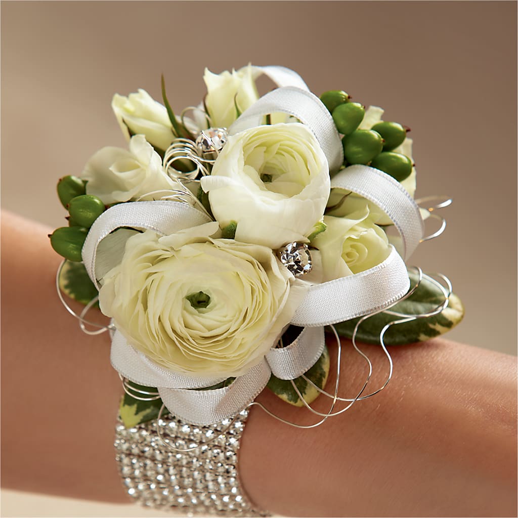 White Wedding Corsage – KIEFER'S FLORIST, Coshocton OH