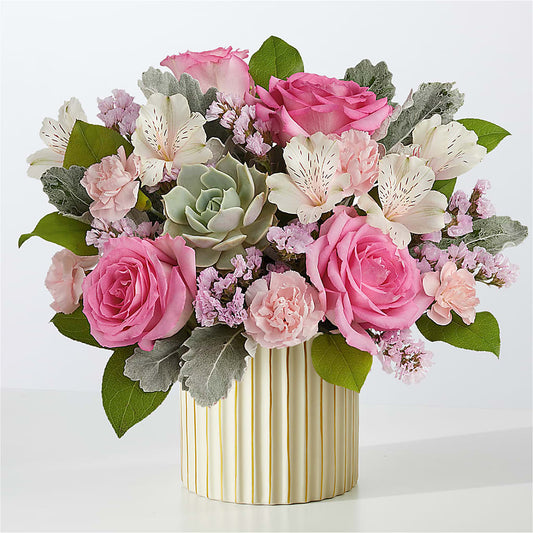 Dusty Rose Bouquet with Ivory Vase – KIEFER'S FLORIST, Coshocton OH