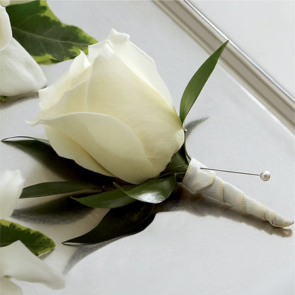 White Rose Boutonniere – KIEFER'S FLORIST, Coshocton OH